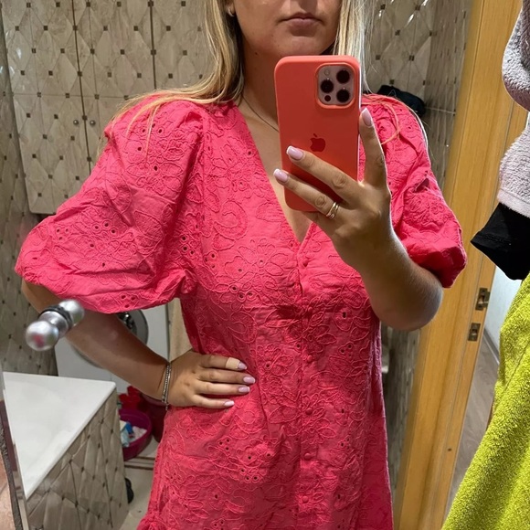 ZARA Openwork embroidered midi dress - Picture 12 of 15